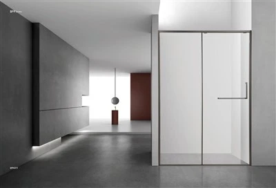 Puerta corrediza de vidrio con manija rectangular para cuarto de ducha
