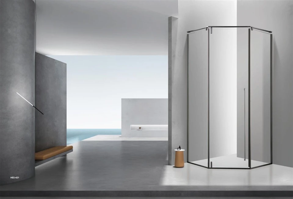 Puerta abatible de vidrio templado transparente para ducha